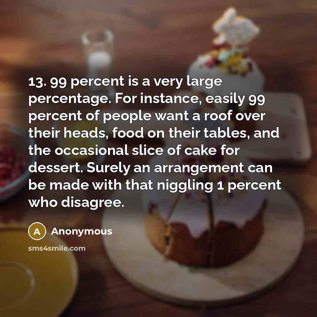 “13. 99 percent is a very large percentage. For instance,…” quote by Anonymous