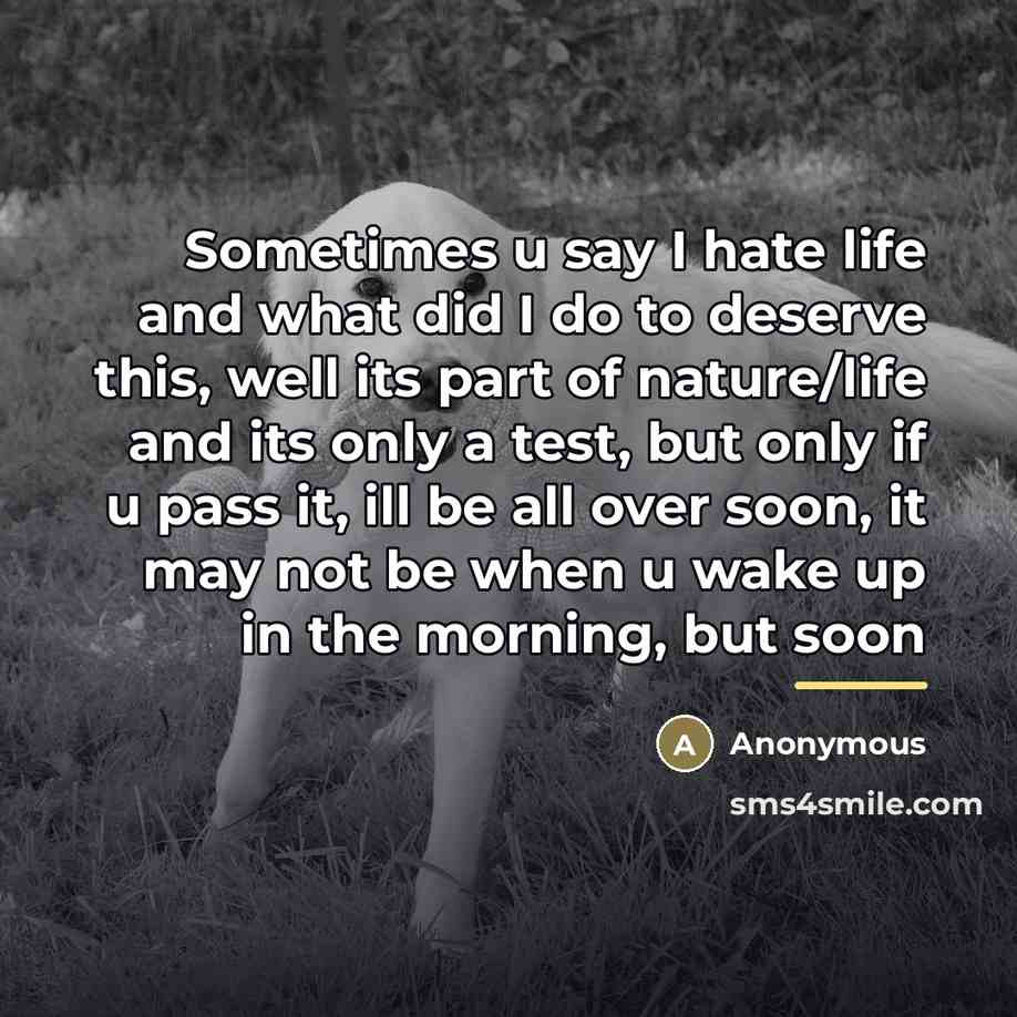 “Sometimes u say I hate life and what did I…” quote by Anonymous