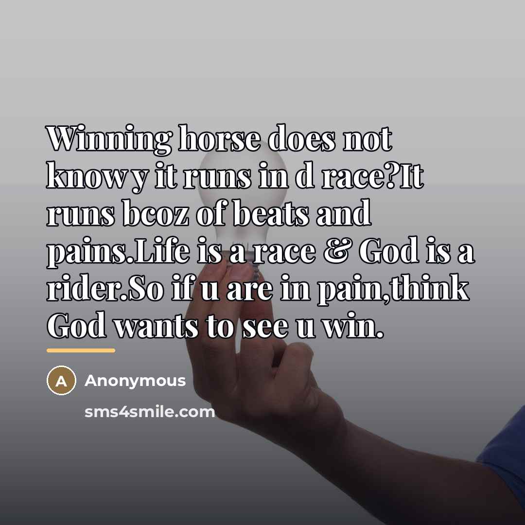 “Winning horse does not know y it runs in d…” quote by Anonymous