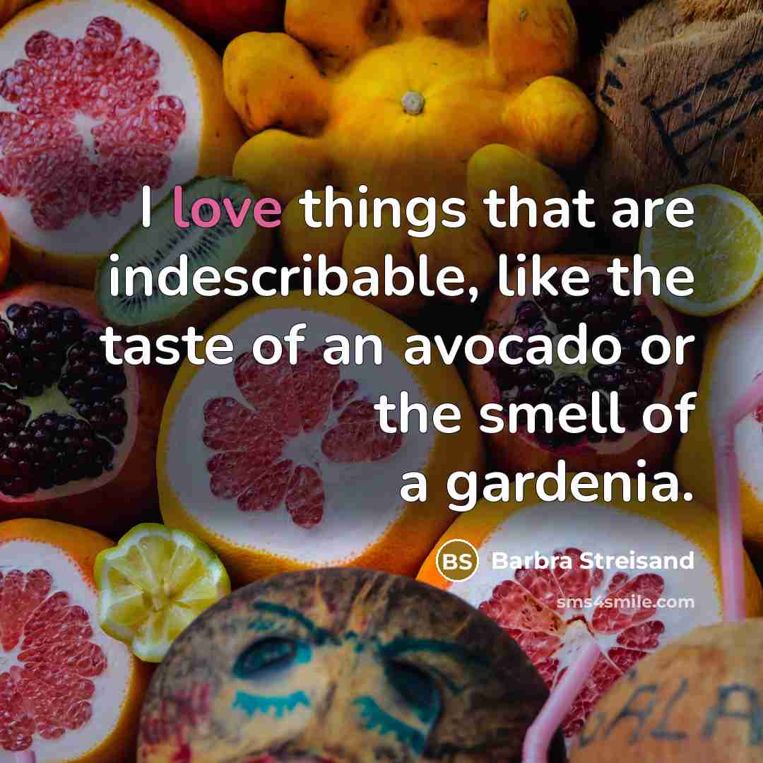 “I love things that are indescribable, like the taste of…” quote by Barbra Streisand