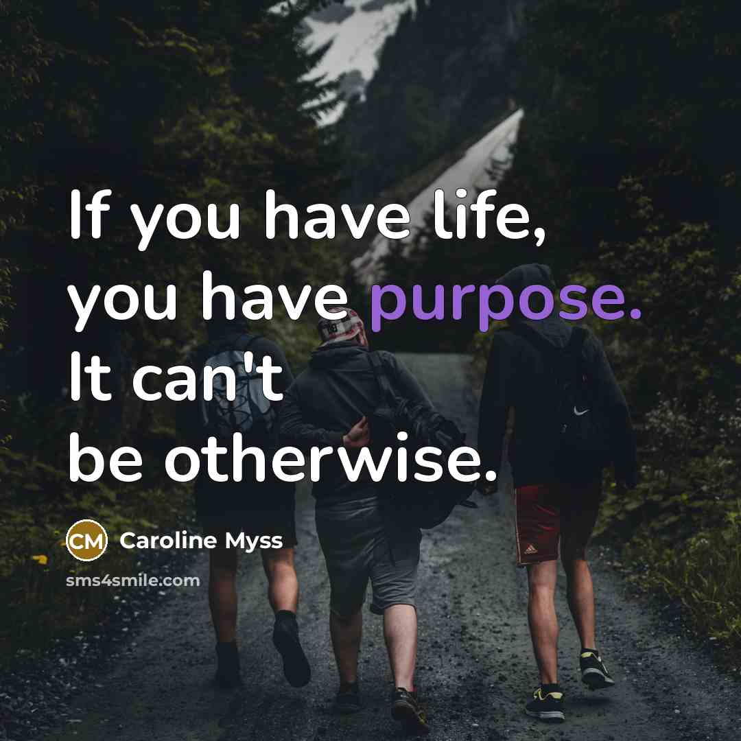 “If you have life, you have purpose. It can't be…” quote by Caroline Myss