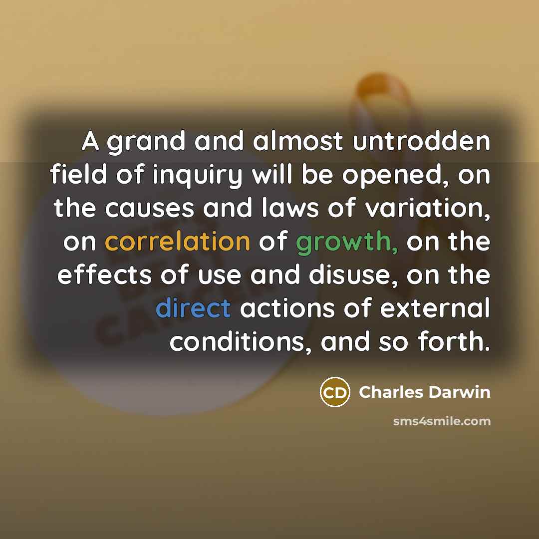 “A grand and almost untrodden field of inquiry will be…” quote by Charles Darwin