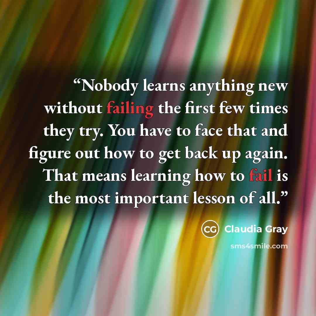 “Nobody learns anything new without failing the first few times they try. You have to face that and figure out how to get back up again. That means learning how to fail is the most important lesson of all.” quote by Claudia Gray