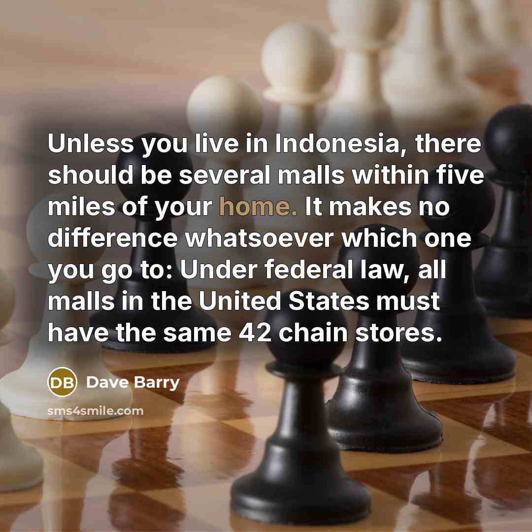 “Unless you live in Indonesia, there should be several malls…” quote by Dave Barry