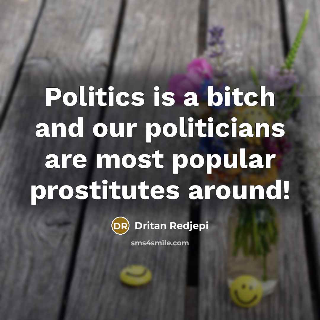 “Politics is a bitch and our politicians are most popular…” quote by Dritan Redjepi