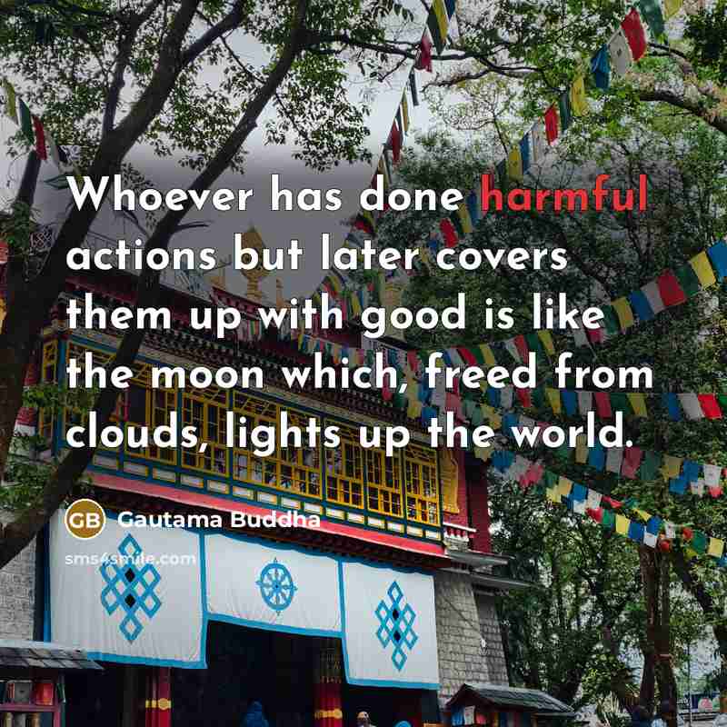 “Whoever has done harmful actions but later covers them up…” quote by Gautama Buddha
