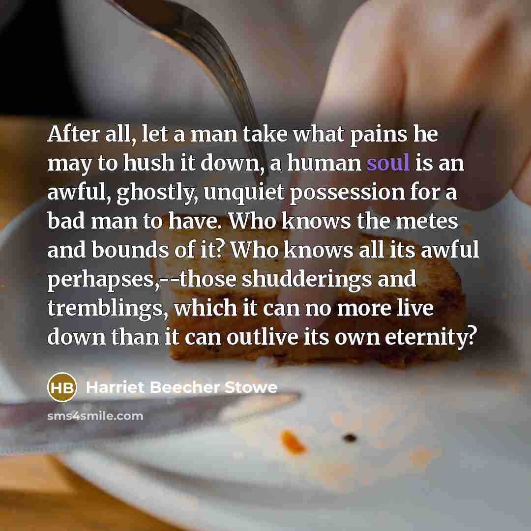 “After all, let a man take what pains he may…” quote by Harriet Beecher Stowe
