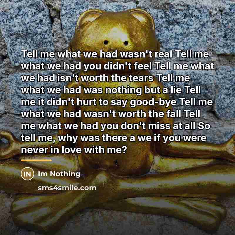 “Tell me what we had wasn't real Tell me what…” quote by Im Nothing