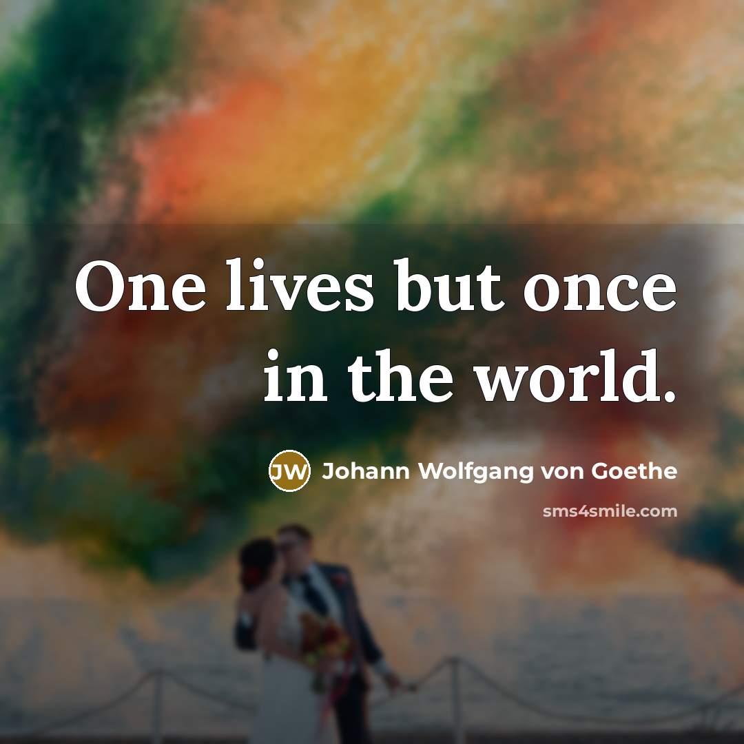 “One lives but once in the world.…” quote by Johann Wolfgang von Goethe