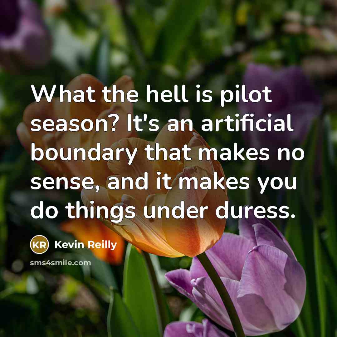 “What the hell is pilot season? It's an artificial boundary…” quote by Kevin Reilly