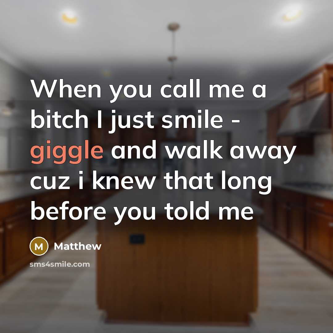 “When you call me a bitch I just smile -…” quote by Matthew