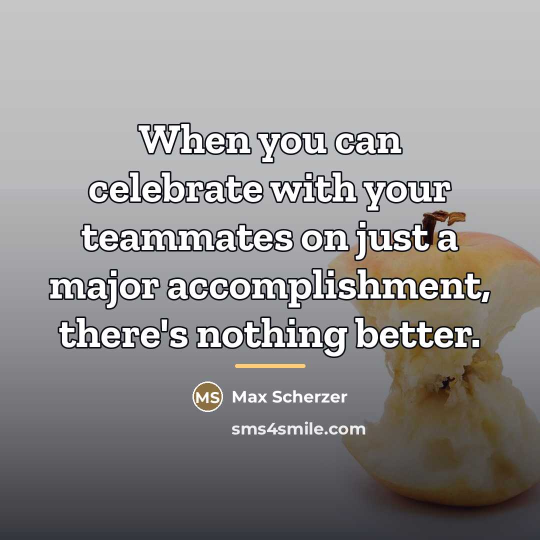 “When you can celebrate with your teammates on just a…” quote by Max Scherzer