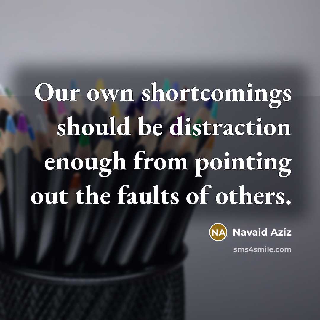 “Our own shortcomings should be distraction enough from pointing out…” quote by Navaid Aziz