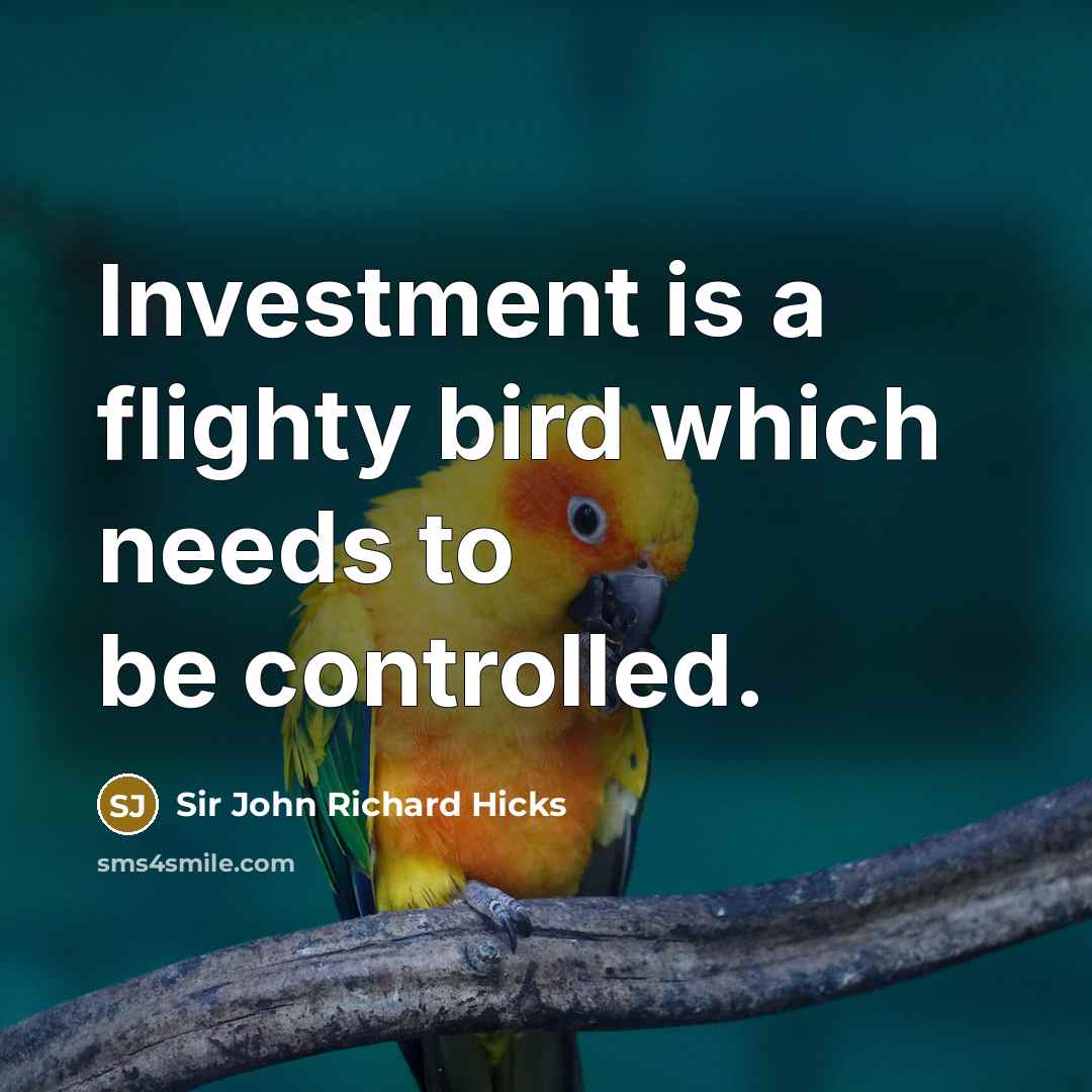 “Investment is a flighty bird which needs to be controlled.…” quote by Sir John Richard Hicks