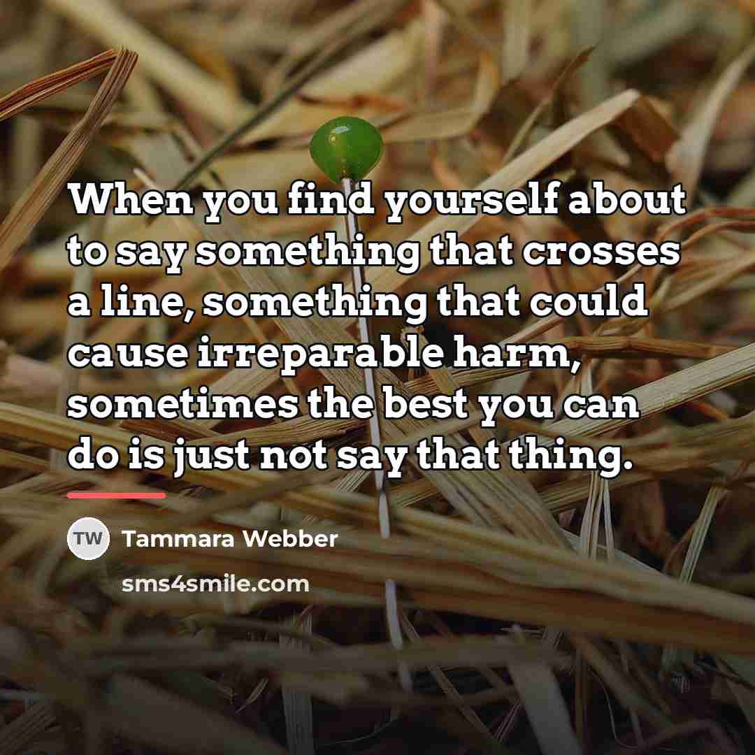 “When you find yourself about to say something that crosses…” quote by Tammara Webber