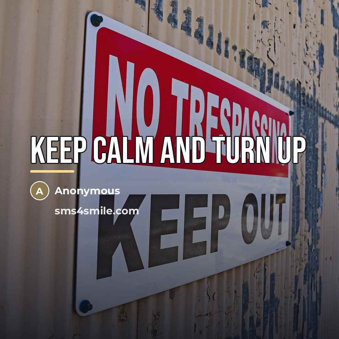 “Keep calm and turn up…” quote by Anonymous