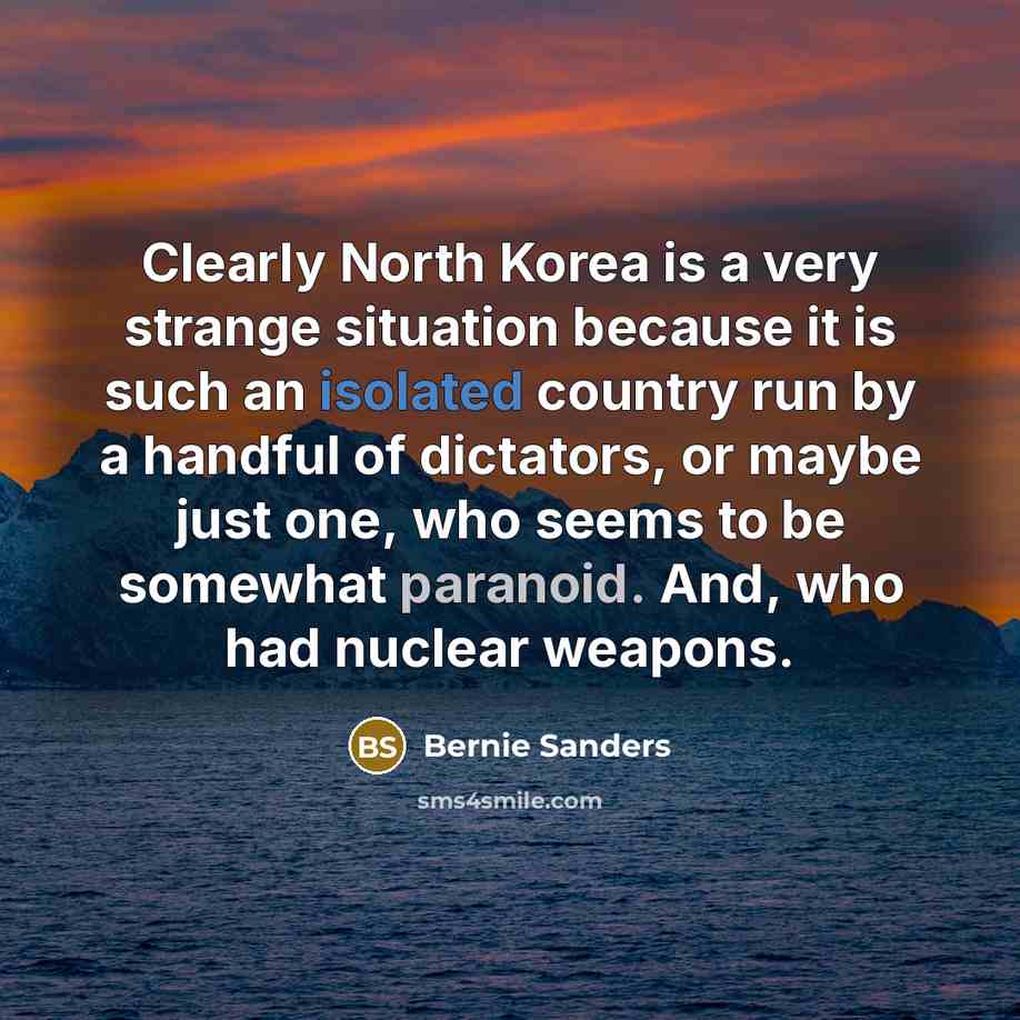 “Clearly North Korea is a very strange situation because it…” quote by Bernie Sanders