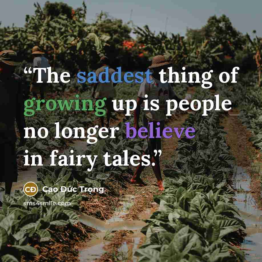 “The saddest thing of growing up is people no longer believe in fairy tales.” quote by Cao Đức Trọng
