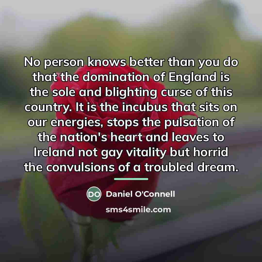 “No person knows better than you do that the domination…” quote by Daniel O'Connell