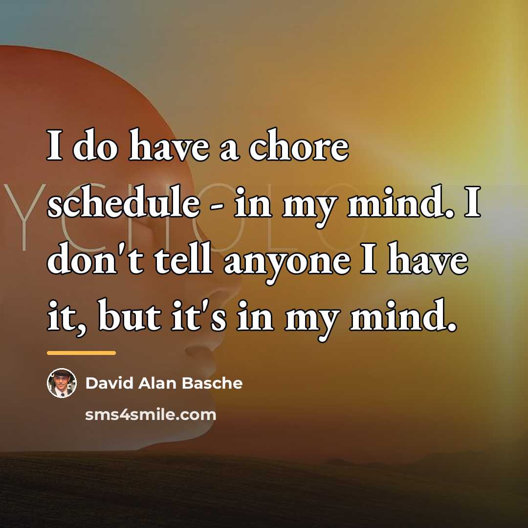 “I do have a chore schedule - in my mind.…” quote by David Alan Basche