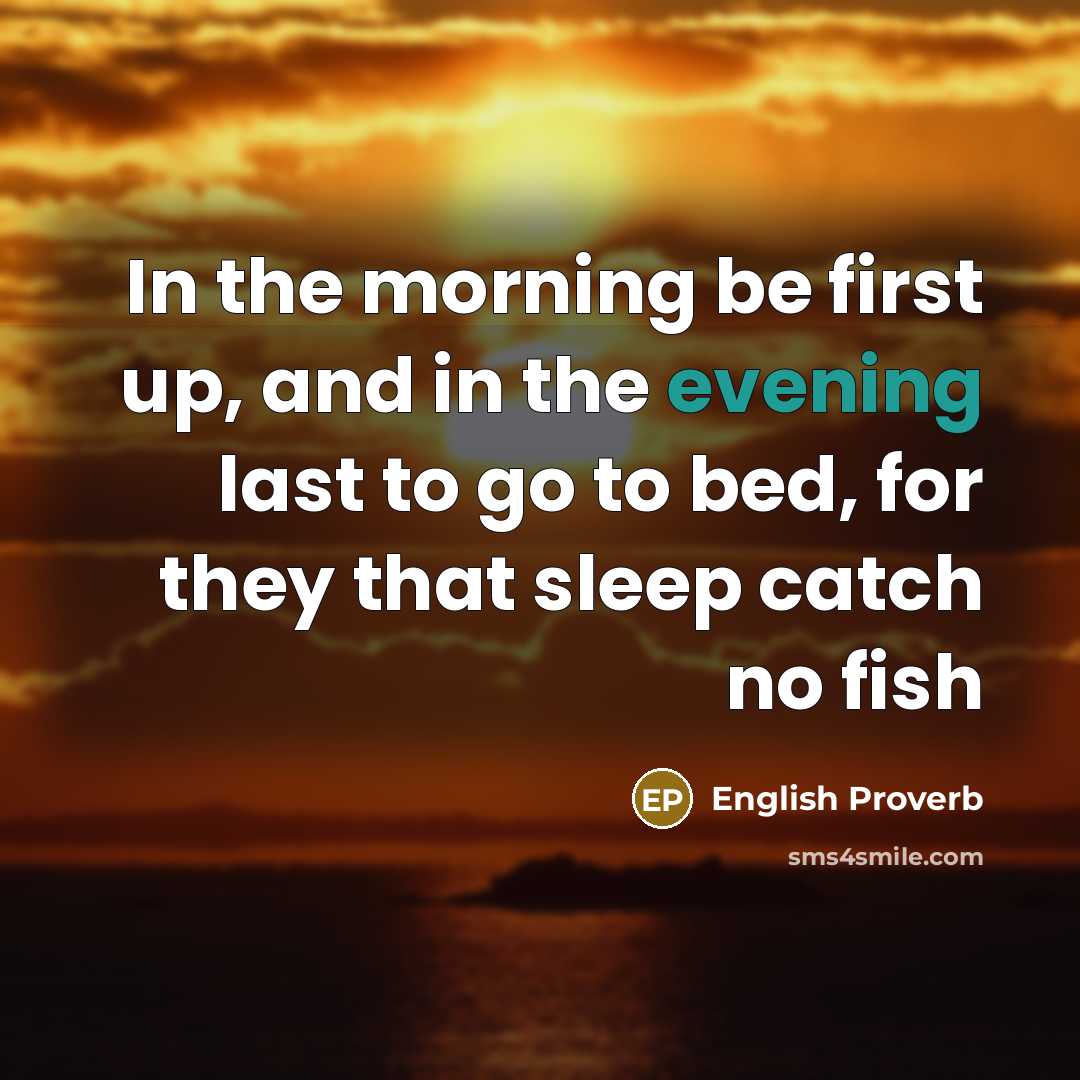 “In the morning be first up, and in the evening last to go to bed, for they that sleep catch no fish” quote by English Proverb