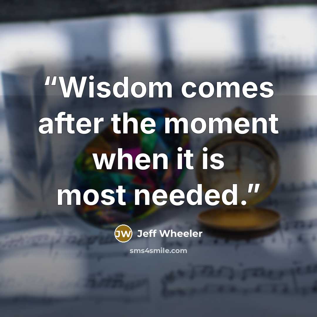 “Wisdom comes after the moment when it is most needed.” quote by Jeff Wheeler