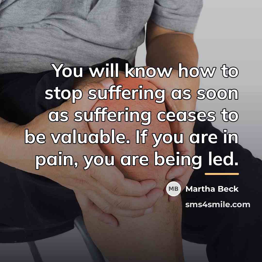 “You will know how to stop suffering as soon as…” quote by Martha Beck