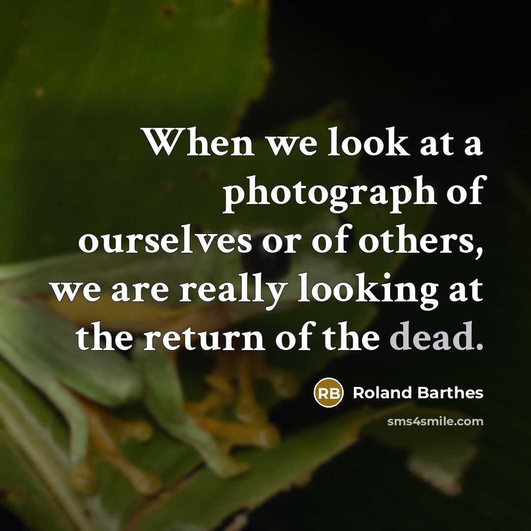 “When we look at a photograph of ourselves or of…” quote by Roland Barthes