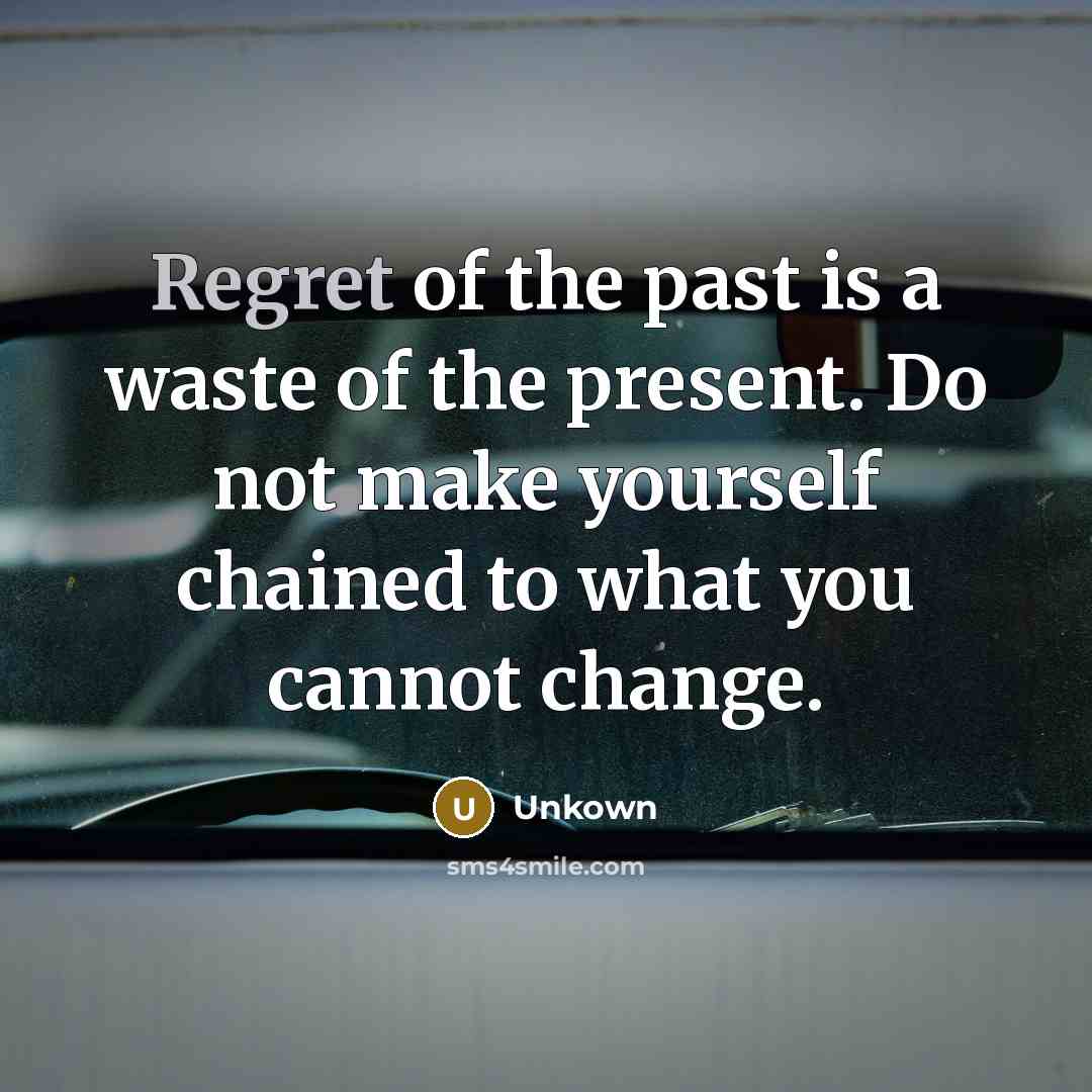 “Regret of the past is a waste of the present.…” quote by Unkown