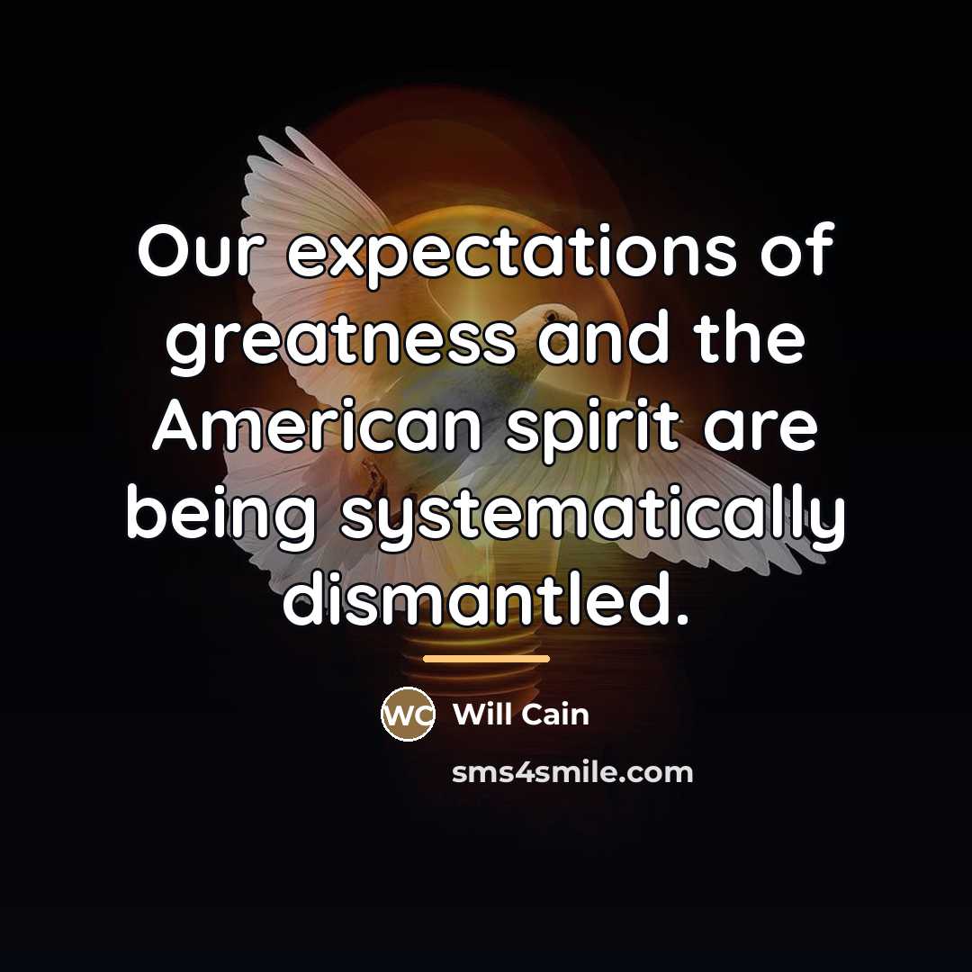 “Our expectations of greatness and the American spirit are being…” quote by Will Cain