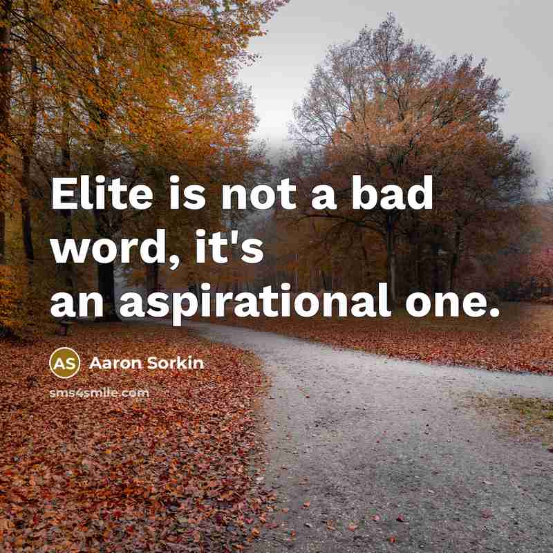 “Elite is not a bad word, it's an aspirational one.…” quote by Aaron Sorkin