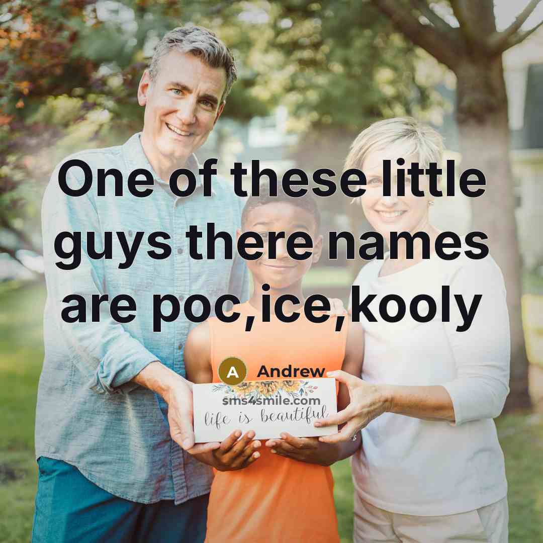 “One of these little guys there names are poc,ice,kooly” quote by Andrew