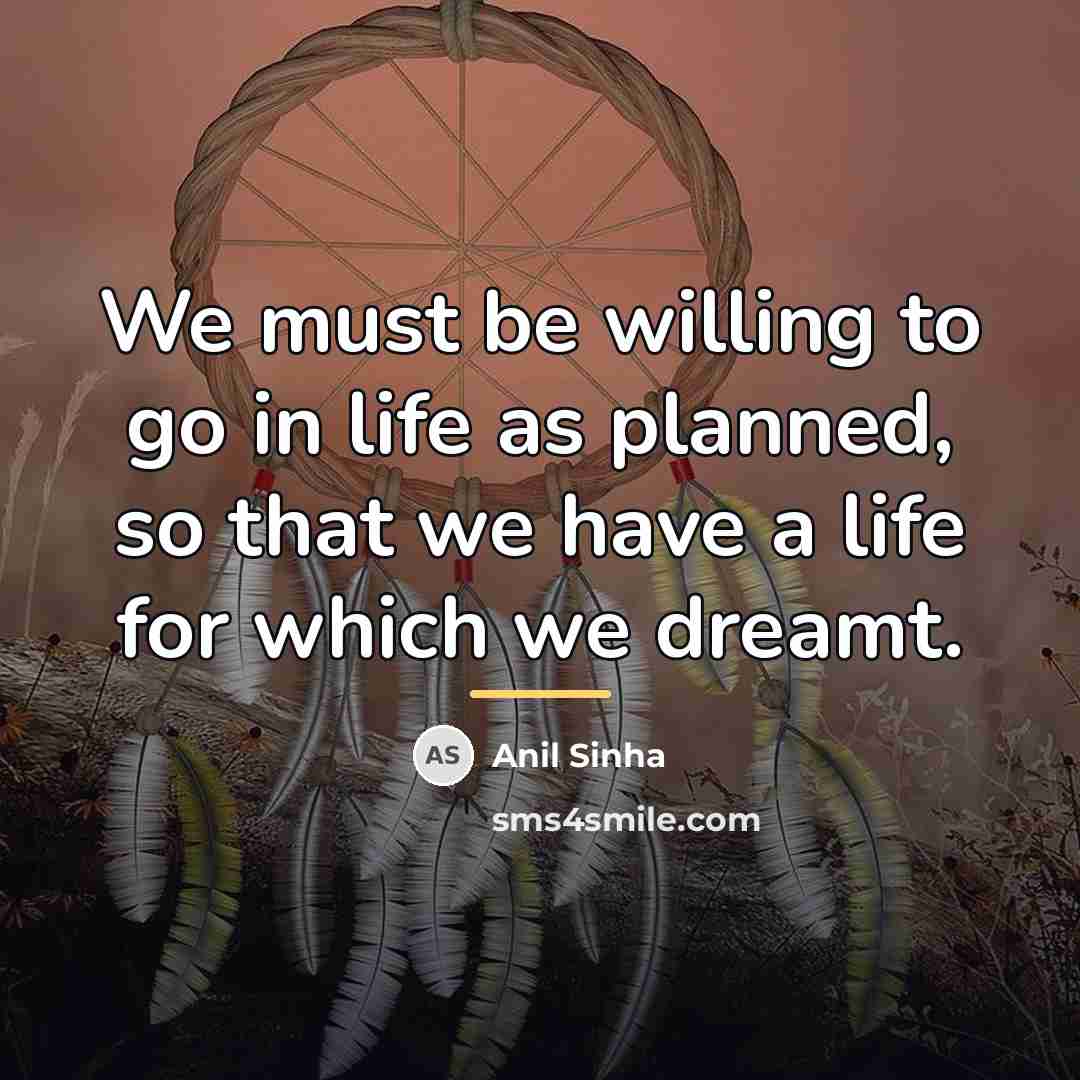 “We must be willing to go in life as planned,…” quote by Anil Sinha