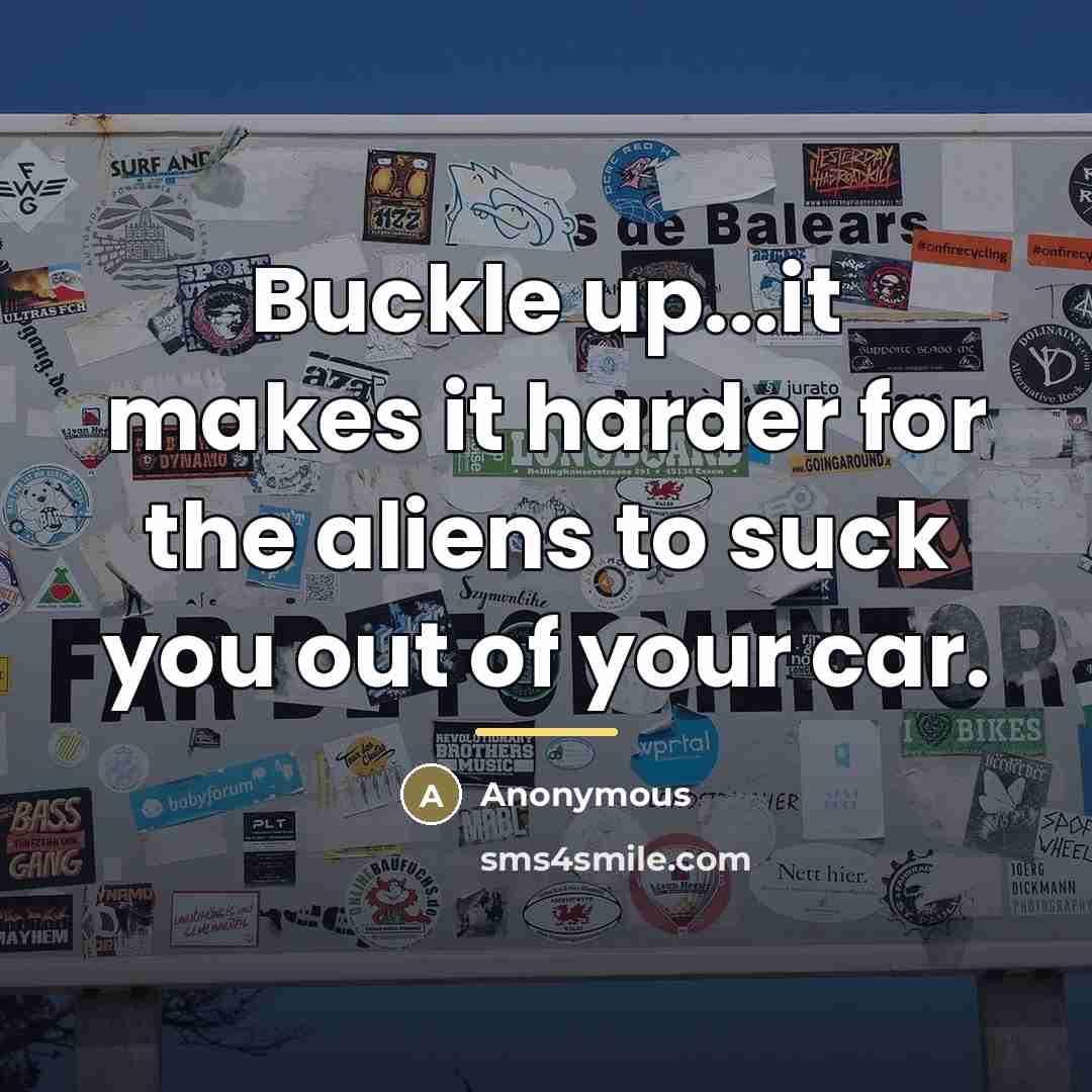 “Buckle up...it makes it harder for the aliens to suck…” quote by Anonymous
