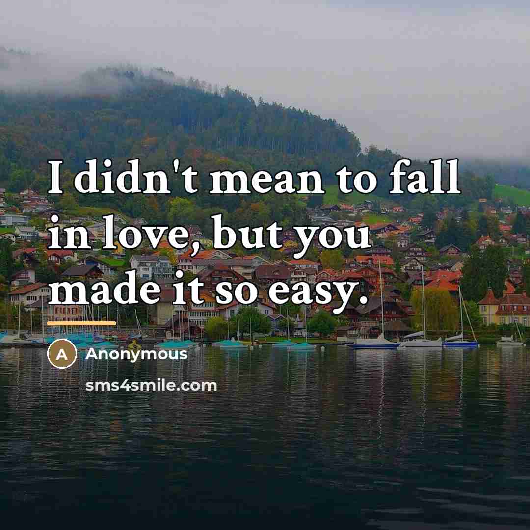 “I didn't mean to fall in love, but you made…” quote by Anonymous