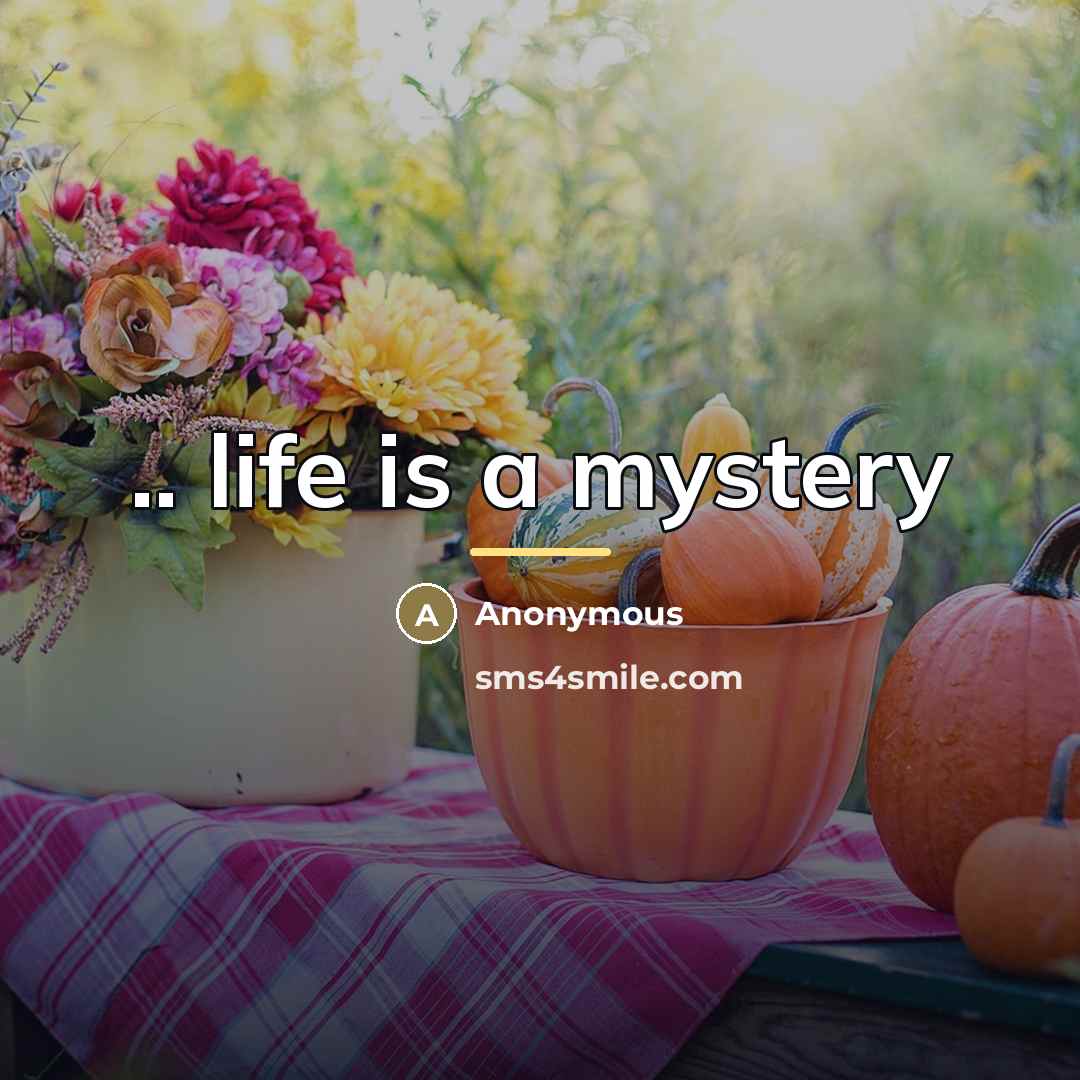 “.. life is a mystery…” quote by Anonymous