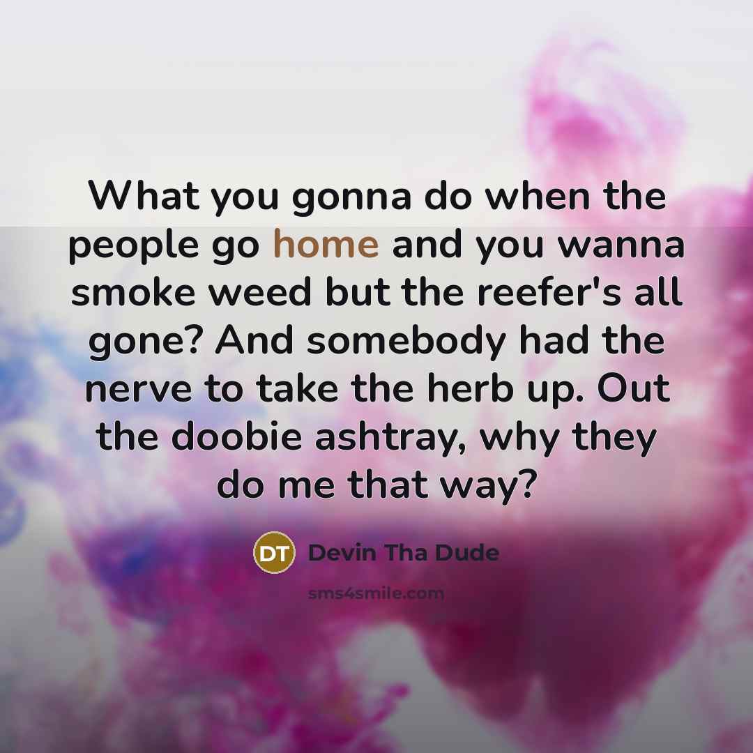“What you gonna do when the people go home and…” quote by Devin Tha Dude