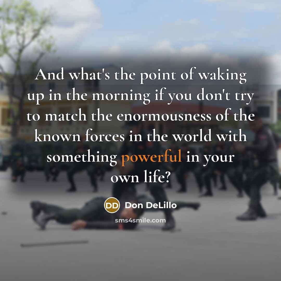 “And what's the point of waking up in the morning…” quote by Don DeLillo
