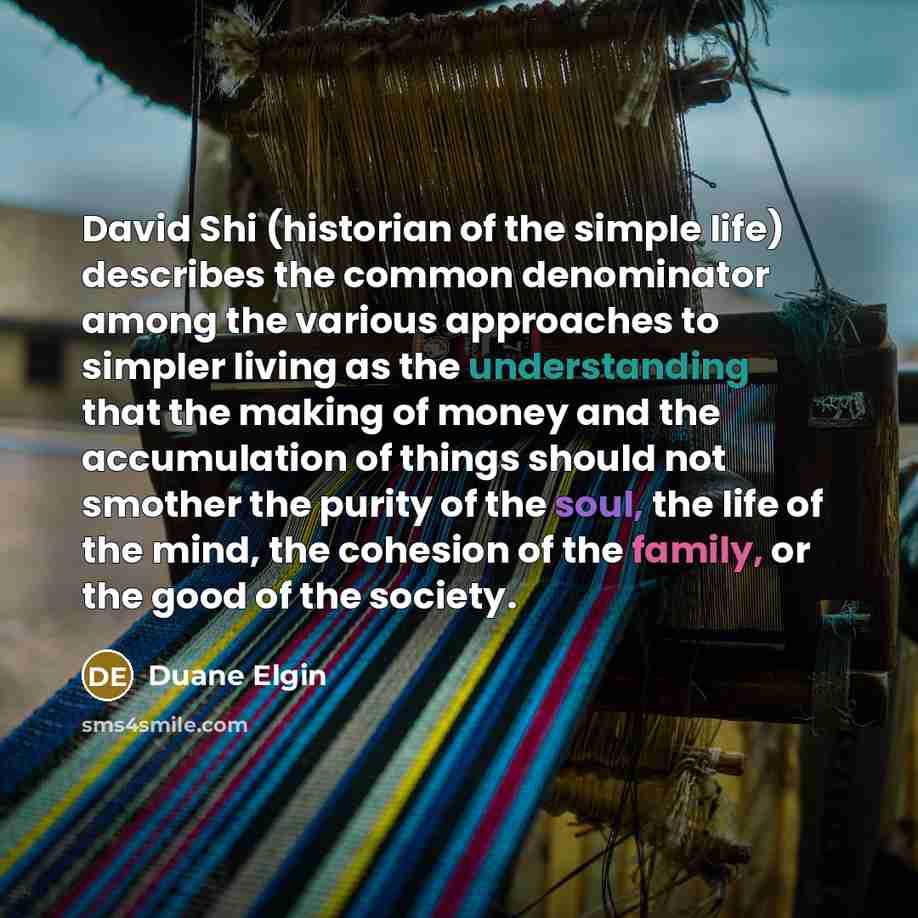 “David Shi (historian of the simple life) describes the common…” quote by Duane Elgin
