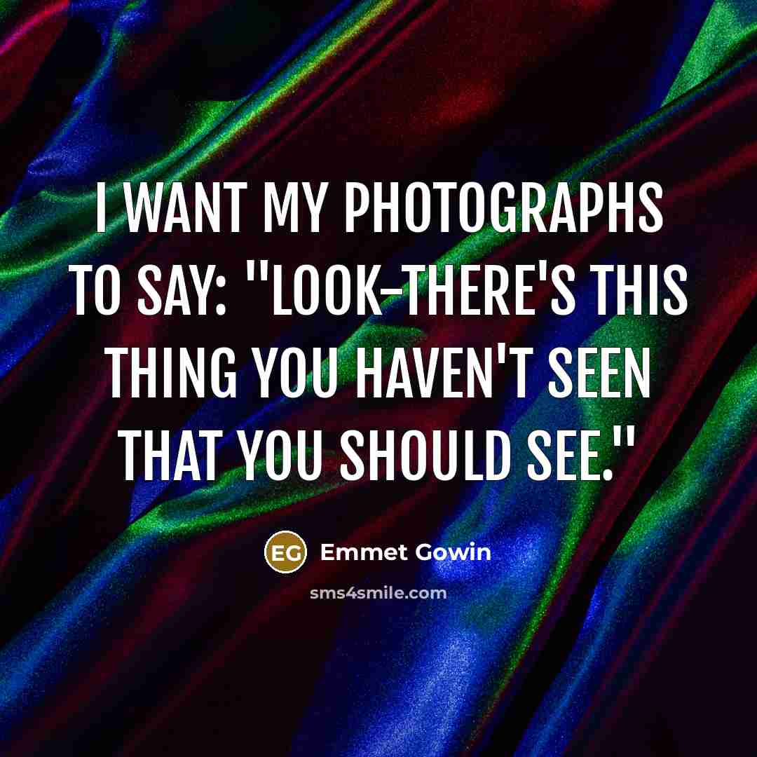 “I want my photographs to say: "Look-there's this thing you…” quote by Emmet Gowin