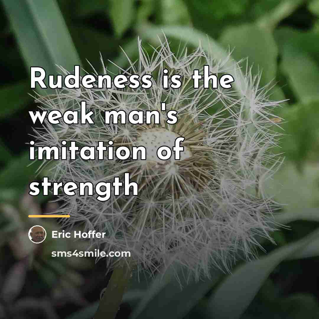 “Rudeness is the weak man's imitation of strength…” quote by Eric Hoffer