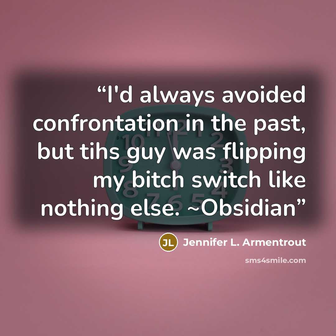 “I'd always avoided confrontation in the past, but tihs guy was flipping my bitch switch like nothing else. ~Obsidian” quote by Jennifer L. Armentrout