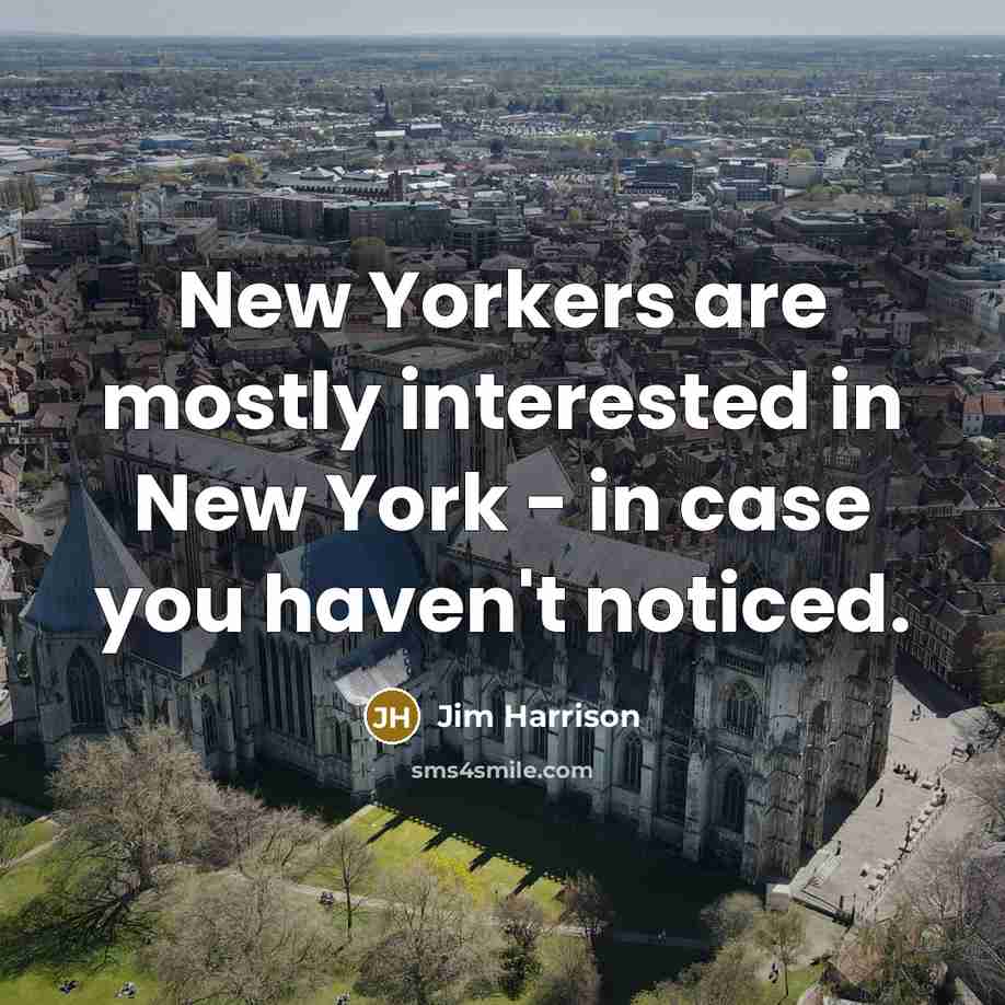 “New Yorkers are mostly interested in New York - in…” quote by Jim Harrison
