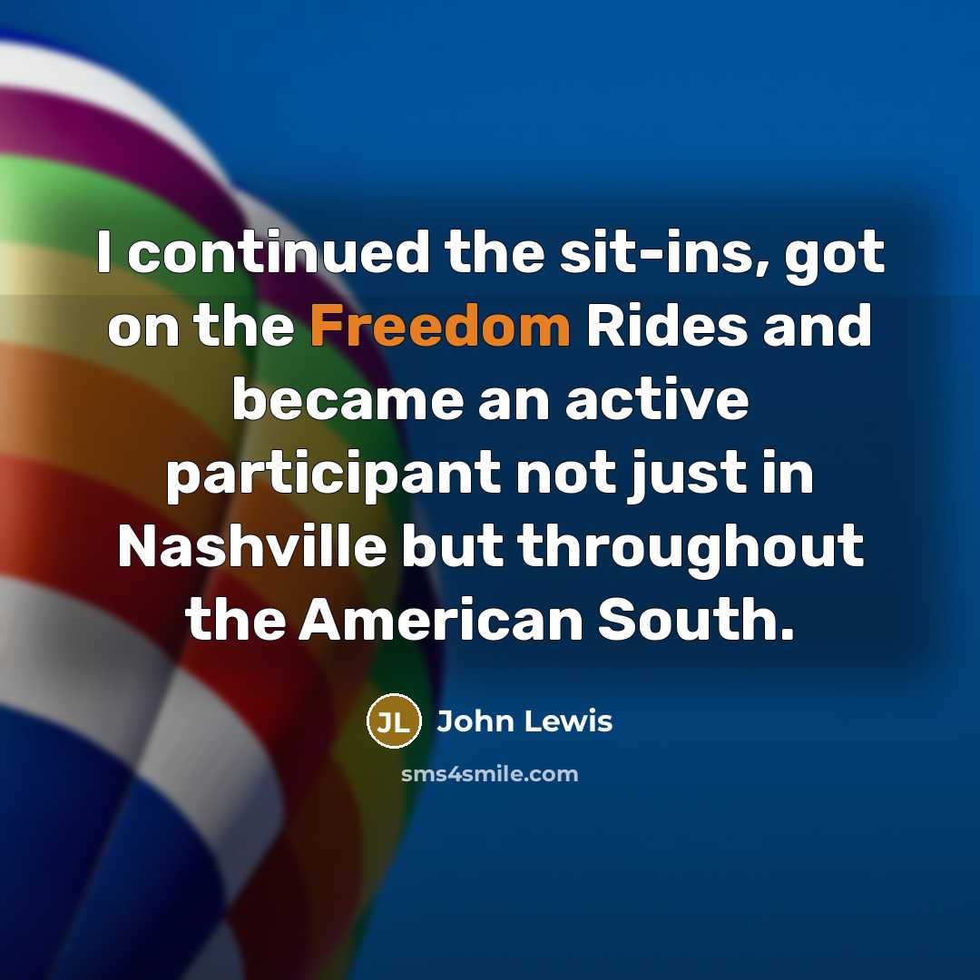 “I continued the sit-ins, got on the Freedom Rides and…” quote by John Lewis