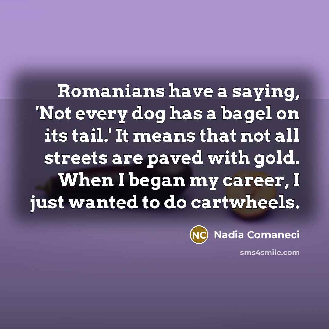 “Romanians have a saying, 'Not every dog has a bagel…” quote by Nadia Comaneci