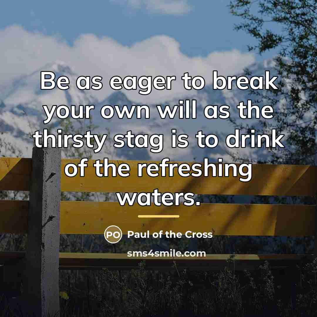 “Be as eager to break your own will as the…” quote by Paul of the Cross