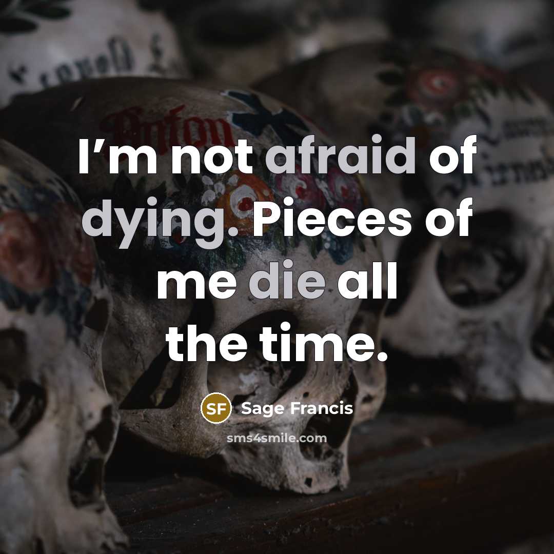 “I’m not afraid of dying. Pieces of me die all the time.” quote by Sage Francis