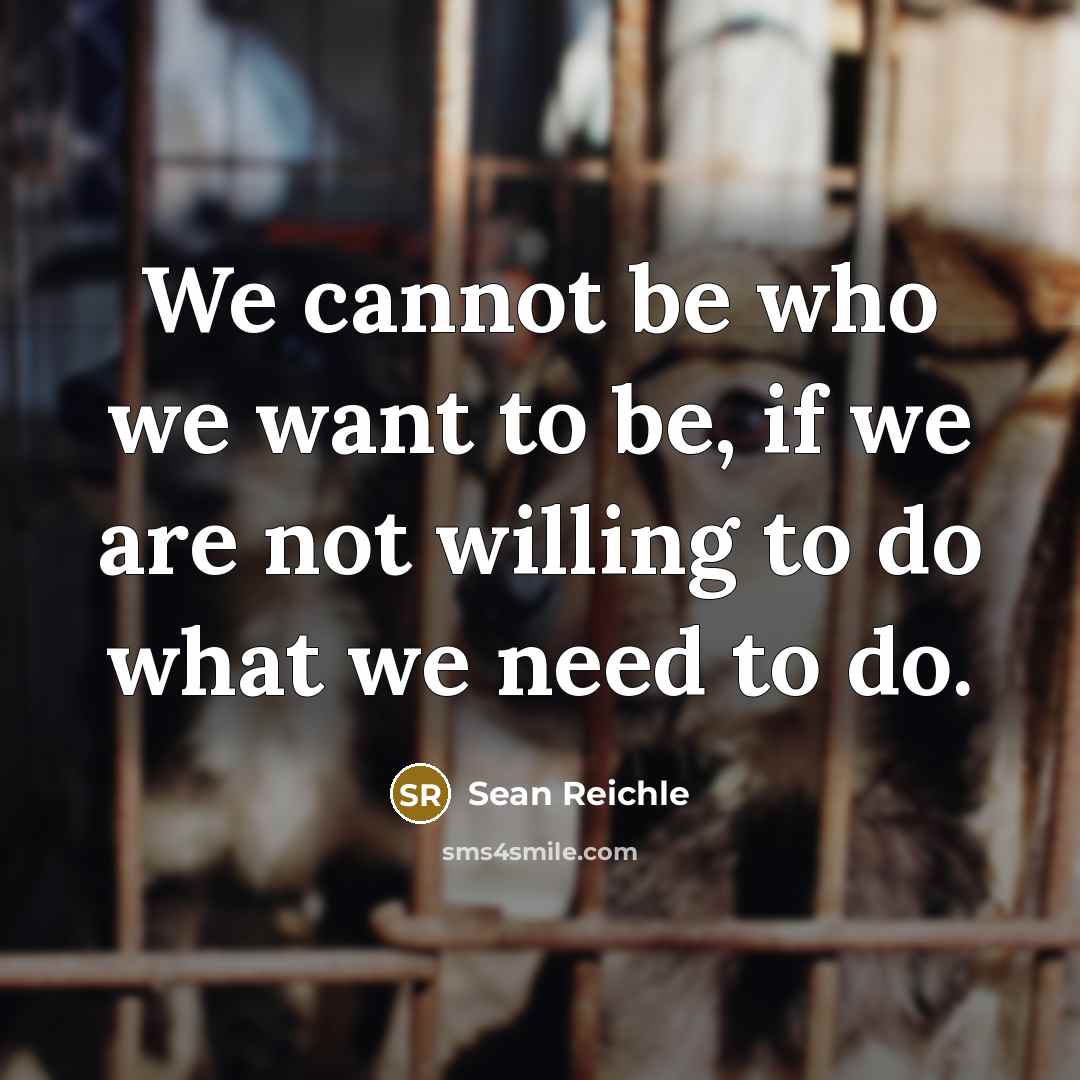 “We cannot be who we want to be, if we…” quote by Sean Reichle