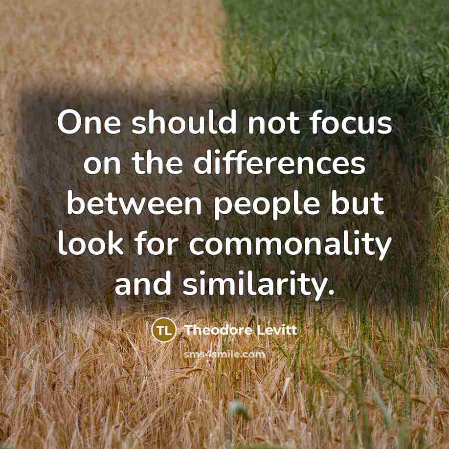 “One should not focus on the differences between people but look for commonality and similarity.” quote by Theodore Levitt