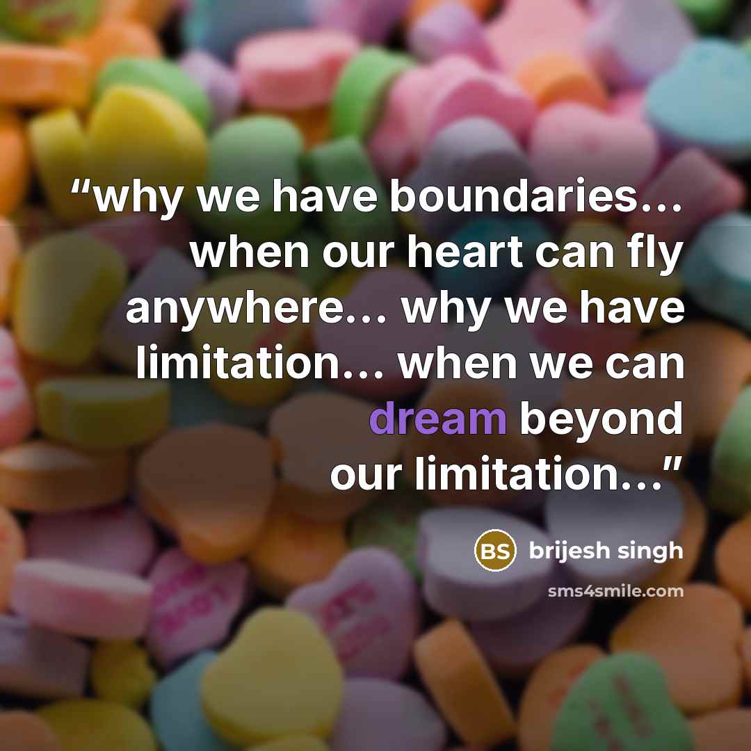 “why we have boundaries… when our heart can fly anywhere… why we have limitation… when we can dream beyond our limitation…” quote by brijesh singh